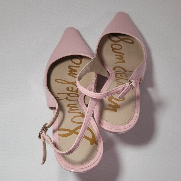 Sam Edelman Bianka Pink Patent Leather Slingback Pumps Pointed Toe MSRP $150 - Picture 8 of 16